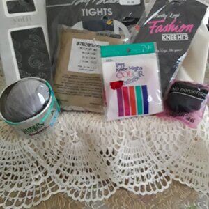 Lot of Seven Vintage Hosiery Pieces - Tights, Pantyhose, Knee Highs - All New